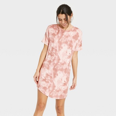 Women's Tie-Dye Short Sleeve Beautifully Soft Nightgown - Stars Above™ Pink XS