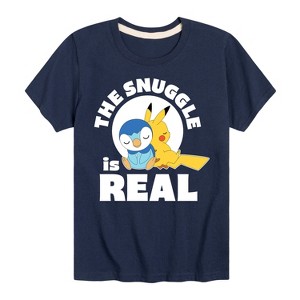 Boys' - Pokémon - The Snuggle Is Real Pikachu And Piplup Short Sleeve Graphic T-Shirt - 1 of 4