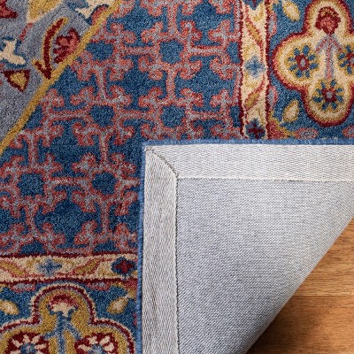 Heirloom Blue & Red Hand-Tufted Wool Square Rug - 6' x 6'