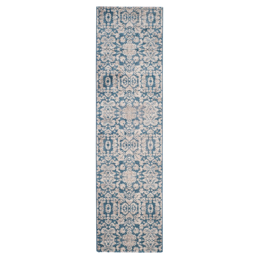  Runner Blue/Beige Abstract Loomed