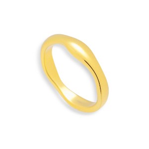 EVRY JEWELS WATERPROOF Gold or Silver Plated Stainless Steel Smooth Wave Band Ring - 1 of 3
