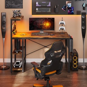 Bestier 44” Gaming Desk with LED Lights, PC Gamer Desk with 4 Tier Adjustable  Shelves & Storage Bag, Computer Office Desk for Small Spaces - 1 of 4