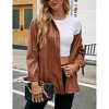 Coolmee Women Faux Leather Button Down Coats Long Sleeve Slim Fit Office Blouses Casual Business Jackets - 2 of 4