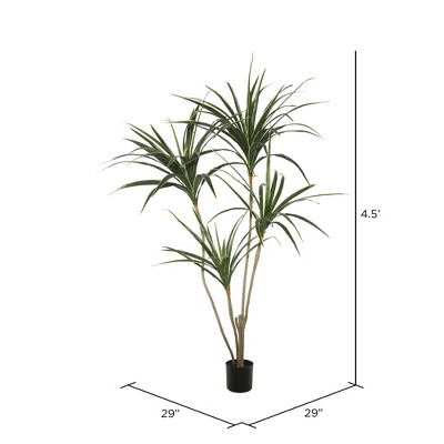 Tiny Green and Yellow Faux Yucca in Black Plastic Pot