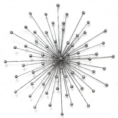 27.98" x 27.98" Silver Burst Wall Decor Silver - Stratton Home Décor