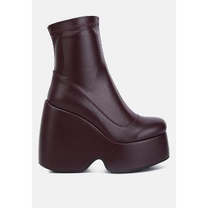 PURNELL Burgundy High Platform Women Ankle Boots - 1 of 4