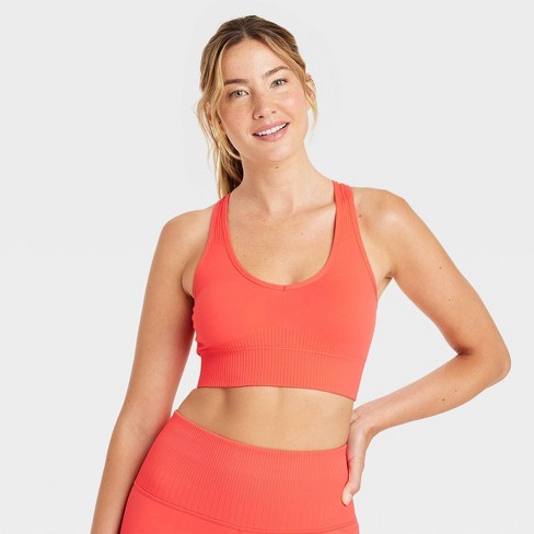 Women s Seamless Racerback Sports Bra JoyLab Coral Red XS