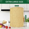 Large Bamboo Cutting Boards for Kitchen, with Deep Juice Groove and Handle, Chopping Board Stove Top Cover for Meat, Vegetables, Fruits - 2 of 4