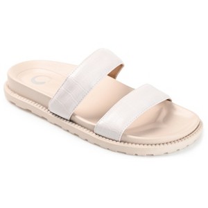 Journee Collection Womens Stellina Slide Flat Sandals Off White 9.5 - 1 of 4