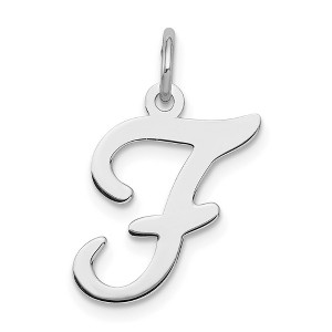 Black Bow Jewelry Sterling Silver, Sophia Collection, Small Script Initial F Pendant - 1 of 4