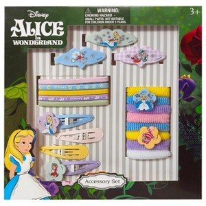 Disney Girls 20-Piece Hair Accessory Set – Alice in Wonderland Barrettes, Clips & Elastics - 1 of 4