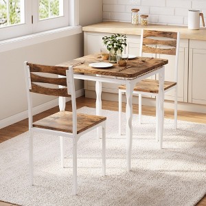 3 Piece Small Kitchen Dining Table Set for 2, Square Kitchen Table with 2 Chairs, Furniture Set for Small Space, Apartment, Home, Studio - 1 of 4