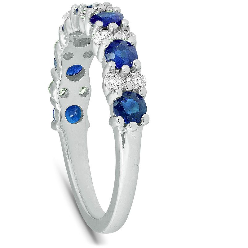 Pompeii3 1 1/2 Ct Blue Sapphire & Diamond Wedding Ring 14k White Gold, 2 of 5
