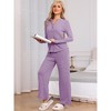 cheibear Women's Long Sleeve Button Down Tops with Pants Sleepwear Pajamas Sets - 2 of 4