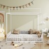 Twin/Full Size 3-in-1 Convertible Montessori Metal Floor Bed, Fenced Toddler Bed, Canopy Platform Bed - ModernLuxe - 2 of 4