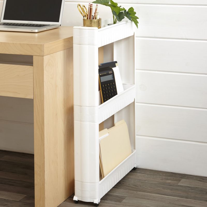 The Lakeside Collection Rolling Slim 3-Tier Kitchen Cart for Tight Indoor Spaces, 3 of 8