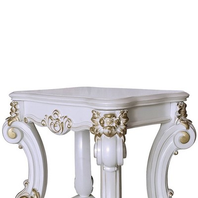 Vendome Antique Pearl Wood and Metal Scrolled Side Table