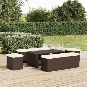 vidaXL Ottomans with Cushions 2 pcs Brown 15.7 in.x11.8 in.x15.7 in. Poly Rattan - 1 of 4