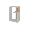 Vynxaria White & Concrete Melamine Side Table: 2-Open Shelf Storage, Light Oak Accents for Modern Bright Spaces - 2 of 4