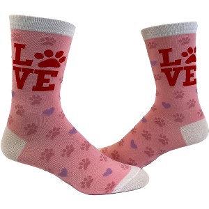 Crazy Dog T-Shirts Women's Love Paw Socks Funny Cute Pet Puppy Dog Animal Lover Novelty Footwear - 1 of 4