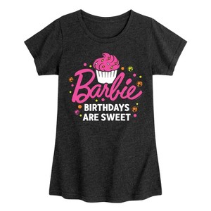 Girls' - Barbie - Birthdays Are Sweet Cupcake Fitted Short Sleeve Graphic T-Shirt - 1 of 4