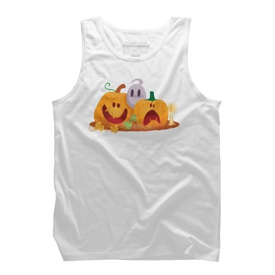 Men's Design By Humans Halloween Cartoon Pumpkins And Ghost By VectorVillain Tank Top