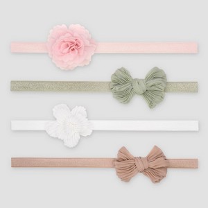 Carter's Just One You® 4pk Baby Girls' Headwrap - 0-12M: Polyester Solid Bow Headbands - 1 of 1