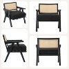 Mid Century Modern Accent Chair, Comfy Living Room Chairs with Sturdy Wood Legs, Rattan Backrest & Beige Thick Linen Cushion Armchair - 3 of 4