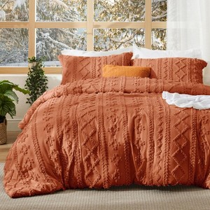 Tufted Boho Comforter Set Bed Set GentleSoft Farmhouse Shabby Chic Embroidery Bedding - 1 of 4