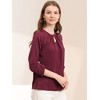 INSPIRE CHIC Women's Work Office Keyhole Pleated Front Ruched 3/4 Sleeve Chiffon Blouse - 4 of 4