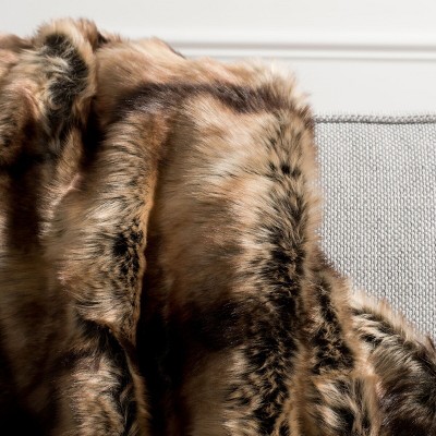 Chocolate Faux Fur Reversible Throw Blanket 50" x 60"