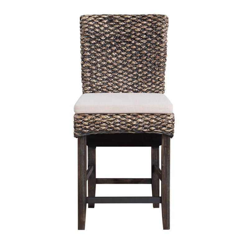 Set of 2 Melvin Coastal Seagrass Dining Counter Height Barstools with Cushion  Brown - Treasure Trove Accents, 3 of 9