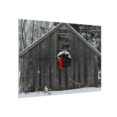 Trademark Fine Art - Kurt Shaffer 'Christmas Barn in the Snow'