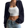 Coolmee Women's Bolero Shrug Sweater Open Front Cropped Cardigans Sweater Knit Fall Fashion Casual Long Sleeve Tops - 2 of 2