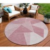 Blush Pink And Ivory Geometric Washable Indoor Outdoor Area Rug - 2 of 4