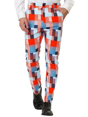 Lars Amadeus Men's Striped Casual Color Block Pants