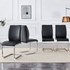 CAVINAS Modern Luxury Simple Arch Chair, PU High Resilience Dining Chair with Crazy Horse Texture and Arched Metal Leg - 2 of 4