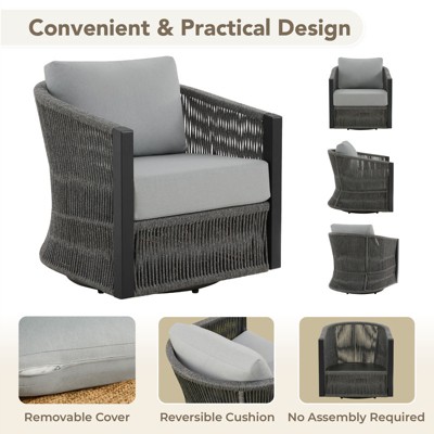 Spruce & Spring Outdoor Patio Furniture Bistro Set Swivel Chair