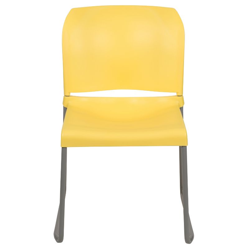 Flash Furniture HERCULES Series 880 lb. Capacity Yellow Full Back Contoured Stack Chair with Gray Powder Coated Sled Base, 4 of 14