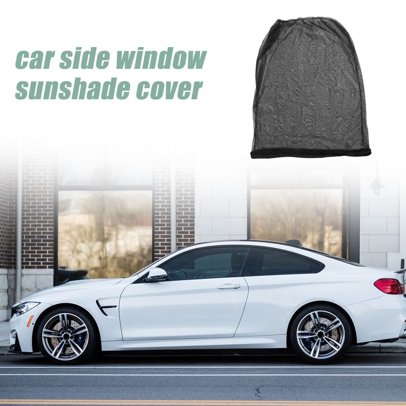 Unique Bargains Sun Shade Car Side Window Rear Breathable Mesh Anti-UV Protect Sunshade Cover Cars Curtain Net Universal 19.69"x23.62" Black 1 Pair, 2 of 7
