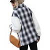 Women's Flannel Button Down Jacket Checkered Patchwork Winter Warm Coats Long Sleeve Shirt Jacket - 3 of 4