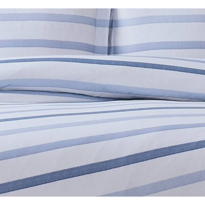 King Blue and White Reversible Microfiber Bedspread Set