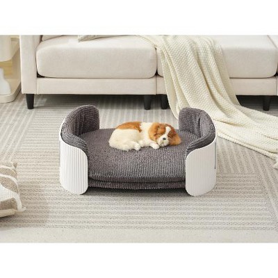 Lyngins Elevated Cat and Dog Sofa Bed with Removable Cover – Indoor/Outdoor Pet Sofa for Small Dogs and Medium Cats, Scandinavian Style Cat Couch Bed
