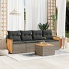 vidaXL 5 Piece Patio Sofa Set with Cushions Gray Poly Rattan - With Table - 2 of 4