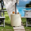 Bencmate Umbrella Bases Umbrella Side Table with Umbrella Hole Outside Storage Umbrella Base for Poolside Patio Balcony, Beige, 14.8"*14.8"*16.7" - 2 of 4