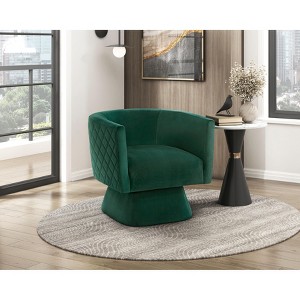 CAVINAS 18" Swivel Chair for Living Room,Upholstery Accent Chair with Solid Wood,Diamond Stitched Back - 1 of 4