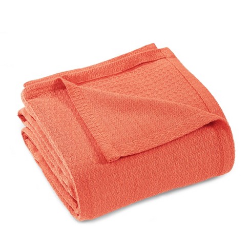 Waffle Weave Honeycomb Knit Cotton Blanket Twin Coral Blue Nile Mills