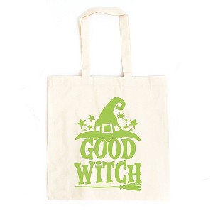 City Creek Prints Good Witch Broom Canvas Tote Bag - 15x16 - Natural - 1 of 2