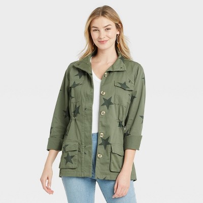 Women's Long Sleeve Jacket - Knox Rose™ Olive Green Star XS