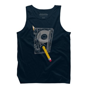 Men's Design By Humans Old School Pencil Rewind By clingcling Tank Top - 1 of 3